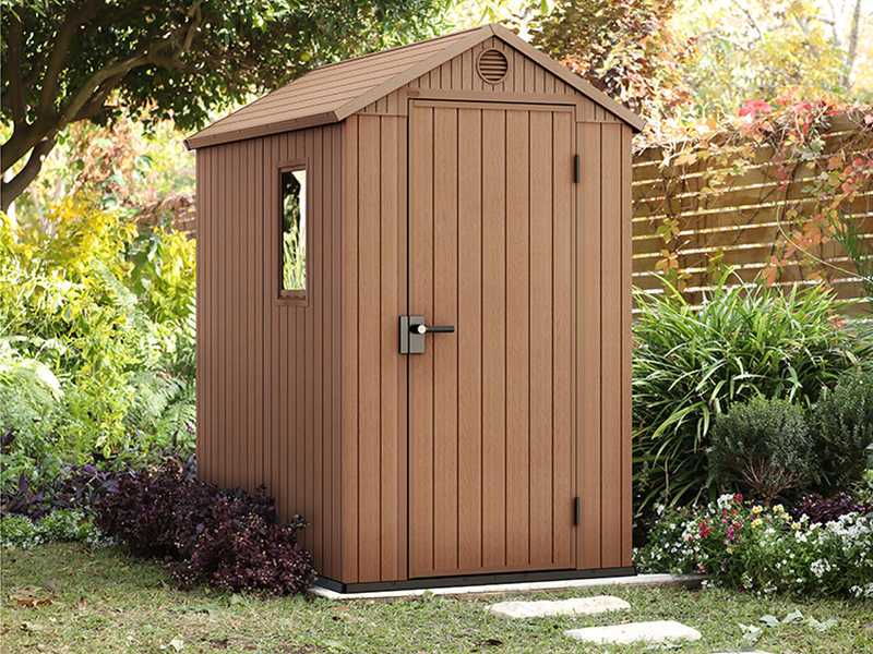 Keter Darwin marron - Abri &agrave; outils - Avec fen&ecirc;tre lat&eacute;rale - 125x184.5x205 cm