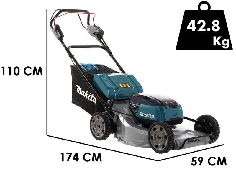 Makita DLM533 - Tondeuse &agrave; gazon tract&eacute;e &agrave; batterie - 4x18V/5Ah - Coupe 53 cm