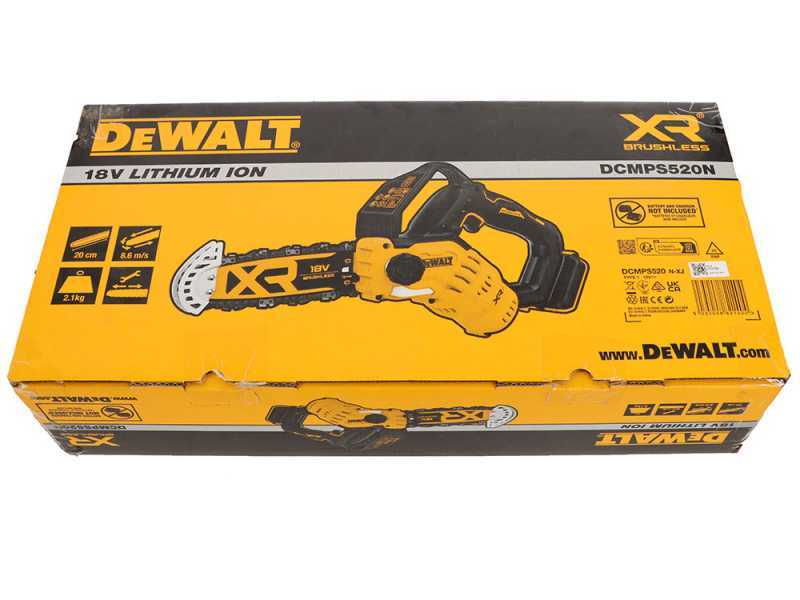 DeWalt DCMPS520P1-QW - Tron&ccedil;onneuse de taille &eacute;lectrique 18V 5Ah - Guide de 20 cm