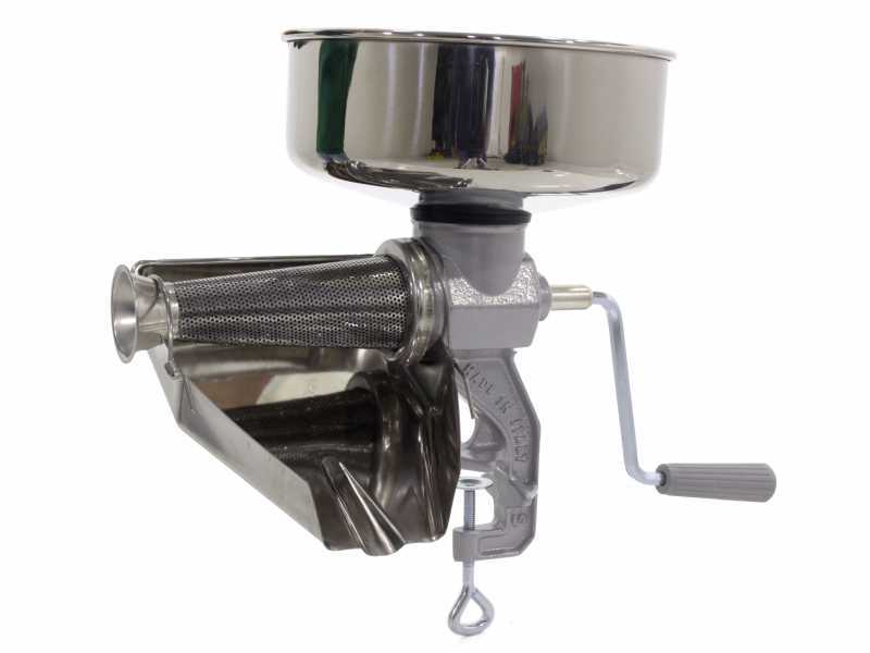 Presse-tomate Manuel N&deg;3 - Reber 8603 N - collecteur et bac de r&eacute;cup&eacute;ration en acier INOX