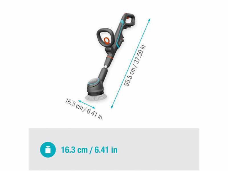 Gardena AquaBrush Compact 02/18V - Nettoyeur de terrasse &agrave; batterie - SANS BATTERIE NI CHARGEUR