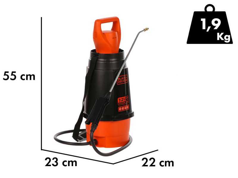 Black &amp; Decker BXSPBS07E - Pulv&eacute;risateur &agrave; bandouli&egrave;re &agrave; batterie - 7 litres - 7,2V/2,6Ah