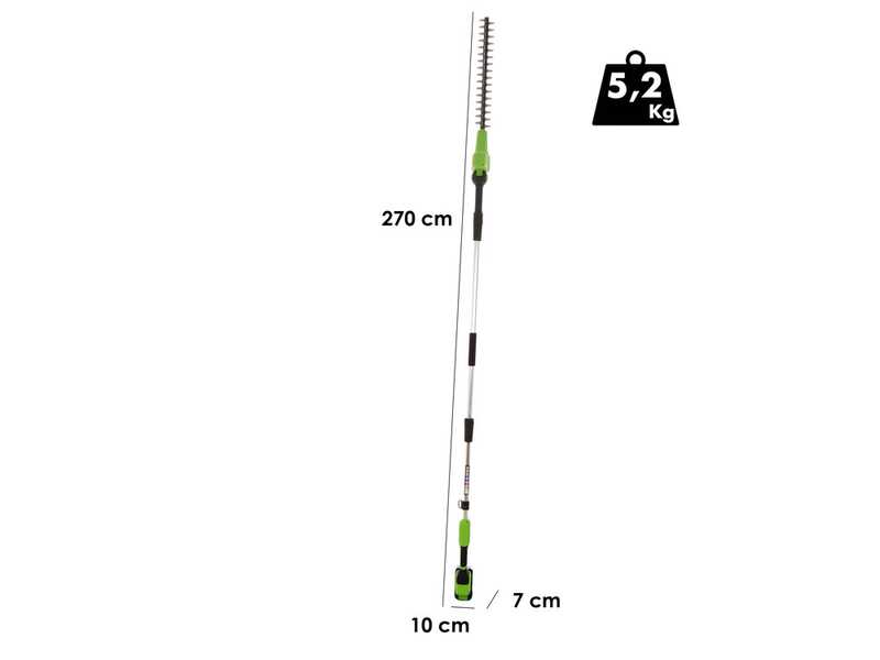 Greenworks G48PHTII - Taille-haie sans fil sur perche de rallonge - 48V 4Ah