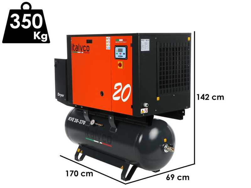 Italyco KVE 20/270 Premium - Compresseur rotatif &agrave; vis - Pression max 10 bar