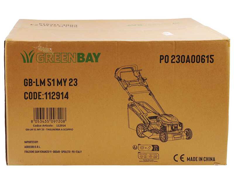 GreenBay GB-LM 51 - Tondeuse &agrave; gazon autotract&eacute;e 4 en 1 -  Moteur thermique de 196cc