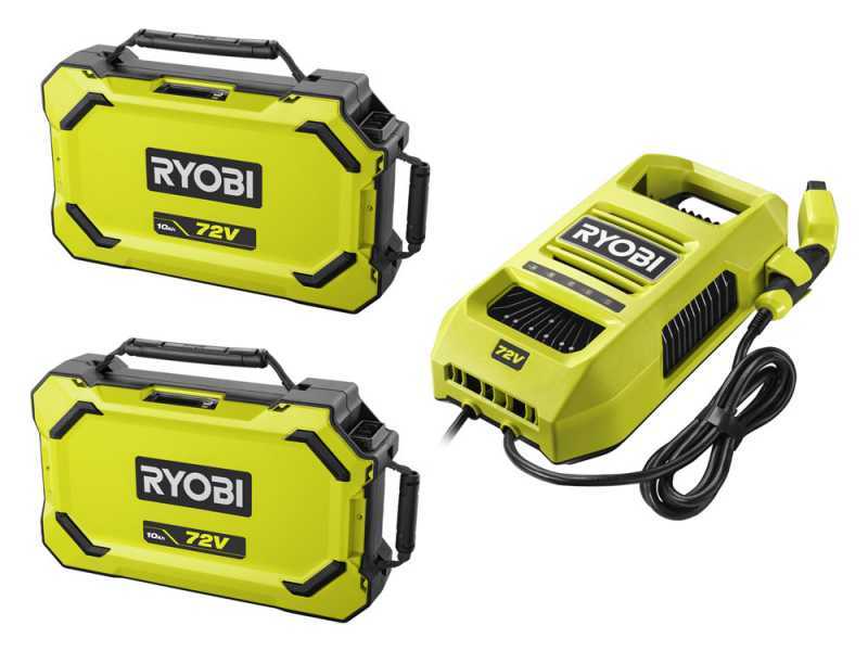 RYOBI RY72TMX107-210 - Tracteur tondeuse &agrave; batterie - 72V / 2x10Ah