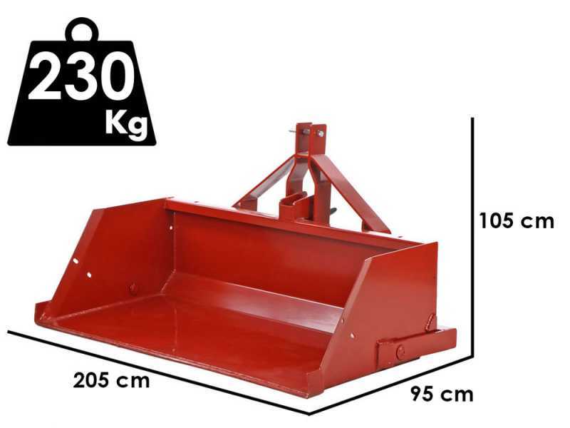 Francini PR 200 - Godet arri&egrave;re hydraulique pour tracteur - de 200 cm - Capacit&eacute; 700Kg