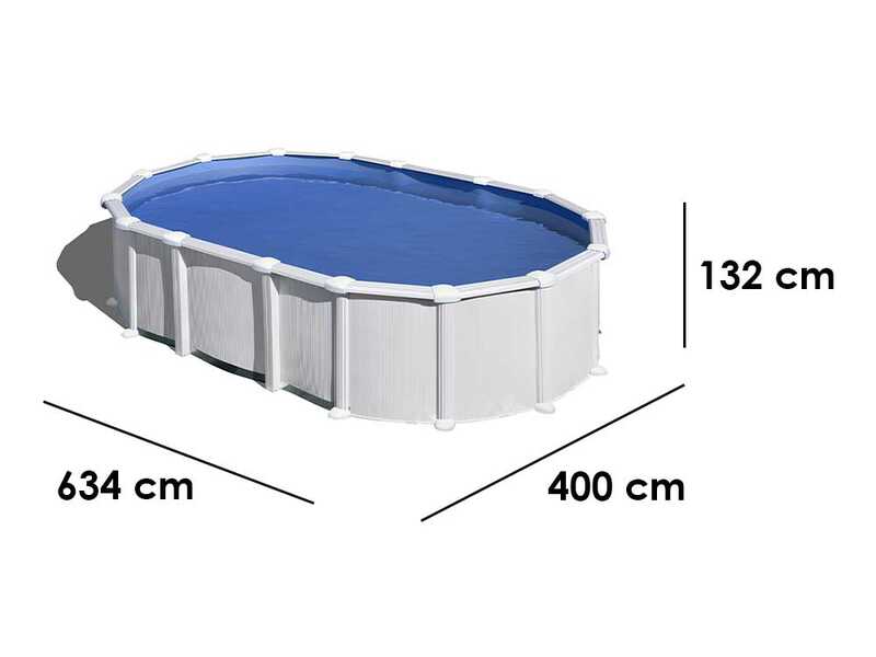 Gre Haiti Ovale 610 x 375 x 132 cm - Piscine hors-sol en acier - Traverses enterr&eacute;es