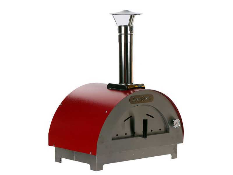AgriEuro Quattro Stagioni Rouge - Four &agrave; bois pour pizza d'ext&eacute;rieur 60x40 - capacit&eacute; 1 pizza
