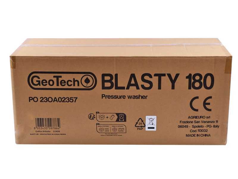 GeoTech Blasty 180 - Nettoyeur haute pression avec lance professionnelle + Kit patio et d&eacute;boucheur - 180 bar - 450 l/h