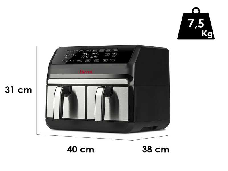 Girmi FG22 Ecofrit Bis - Friteuse sans huile num&eacute;rique avec double panier 8 L