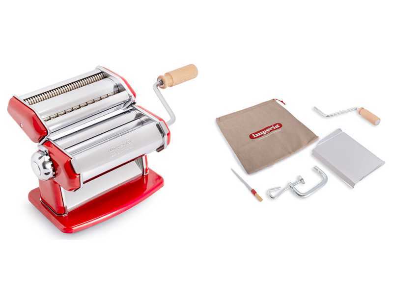 Imperia iPasta T.2/6,5 mm Rouge - Laminoir - Machine à pâtes manuelle en INOX