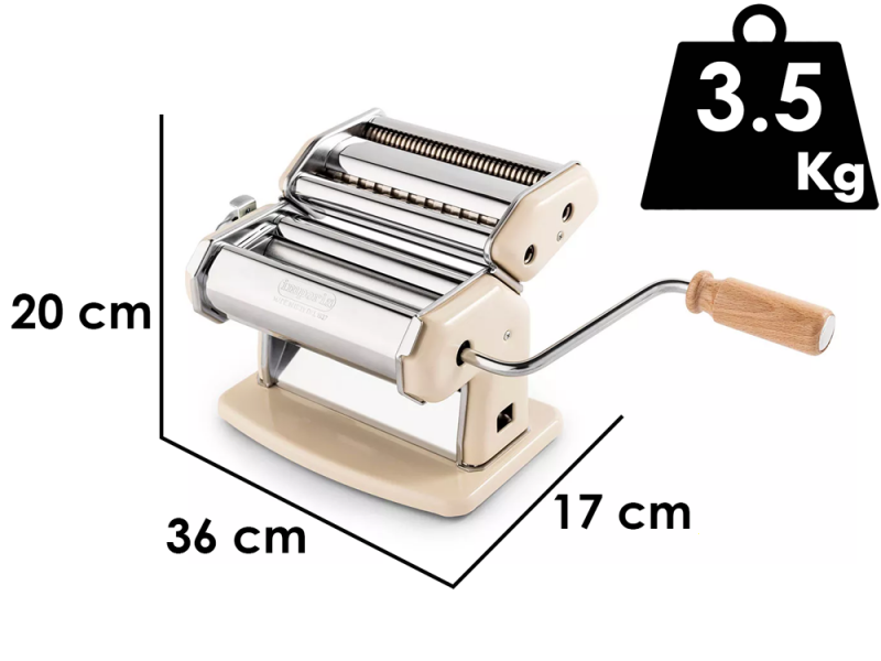Imperia iPasta T.2/6,5 mm Crema - Laminoir - Machine &agrave; p&acirc;tes manuelle en INOX