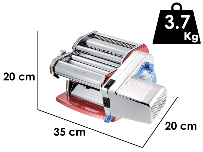 Imperia Electric iPasta Metallica Classica Rouge - Laminoir - Machine &agrave; p&acirc;tes &Eacute;lectrique
