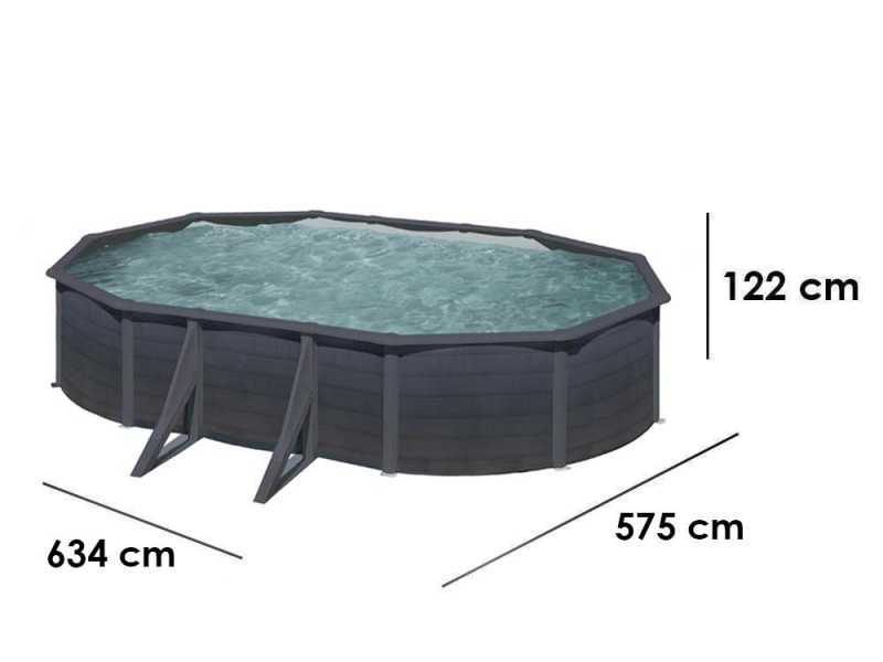 Gre Kea Ovale 610x375x120cm - Piscine hors sol en acier