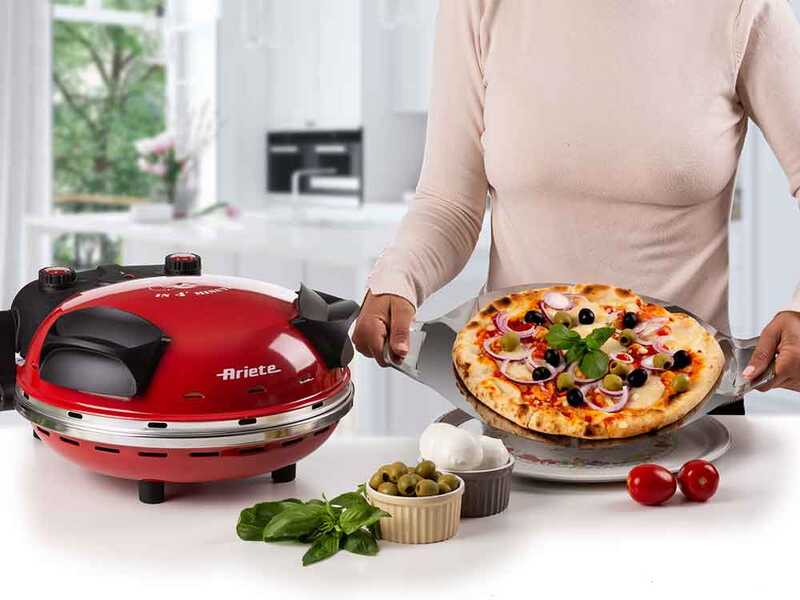 Ariete 0909 Rouge - Four &agrave; pizza &eacute;lectrique - Pierre r&eacute;fractaire