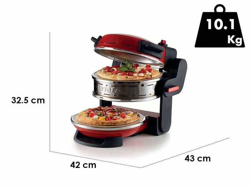 Ariete Pizzeria Rosso 0927/00 - Four &agrave; pizza double &eacute;lectrique - Pierre r&eacute;fractaire