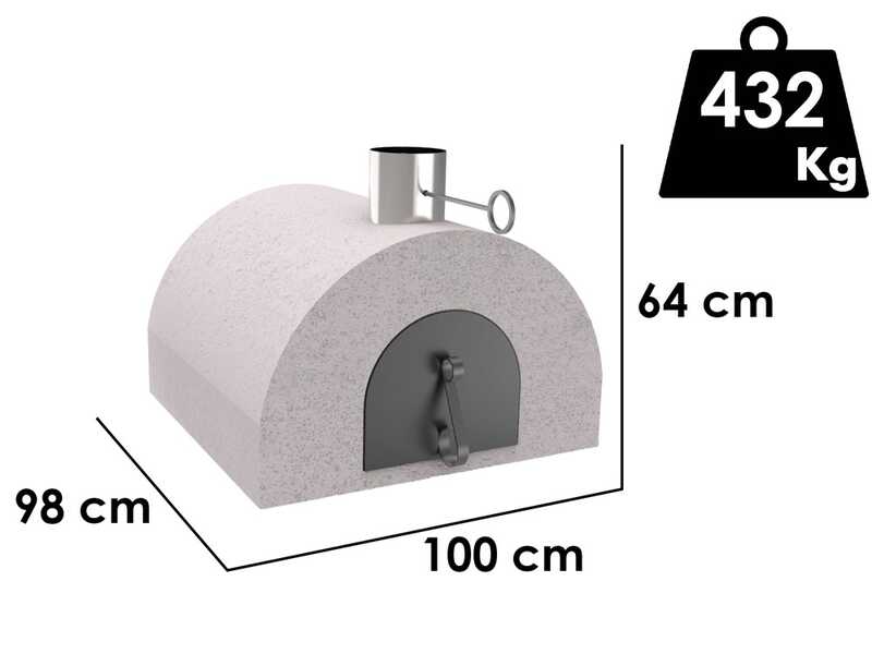 Edilmark FR 1600 - Four &agrave; bois encastrable avec plan de cuisson 86x84 cm