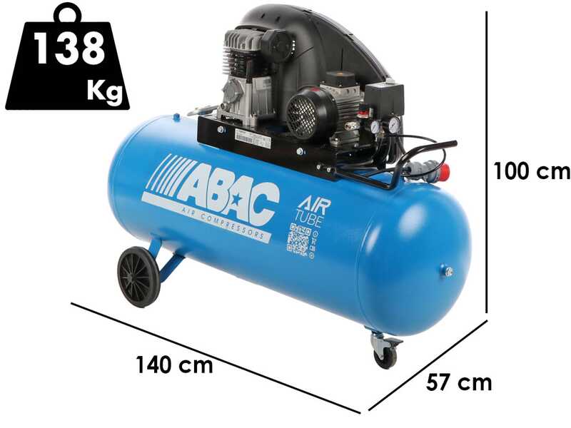 ABAC EXT A29B 200 CT3 - Compresseur d'air &eacute;lectrique triphas&eacute; &agrave; courroie - Moteur 3 CV - 200 L