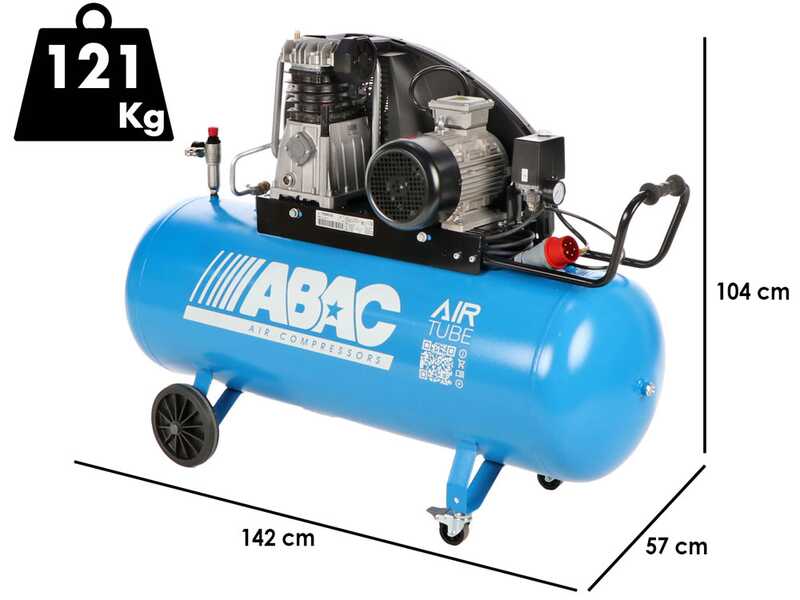 ABAC EXP A39B 200 CT3 - Compresseur d'air &eacute;lectrique triphas&eacute; &agrave; courroie - Moteur 3 CV - 200 L