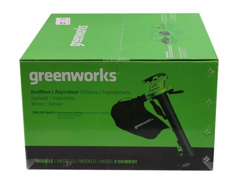 Greenworks GD48BVII - Souffleur-aspirateur &agrave; batterie - SANS BATTERIE NI CHARGEUR