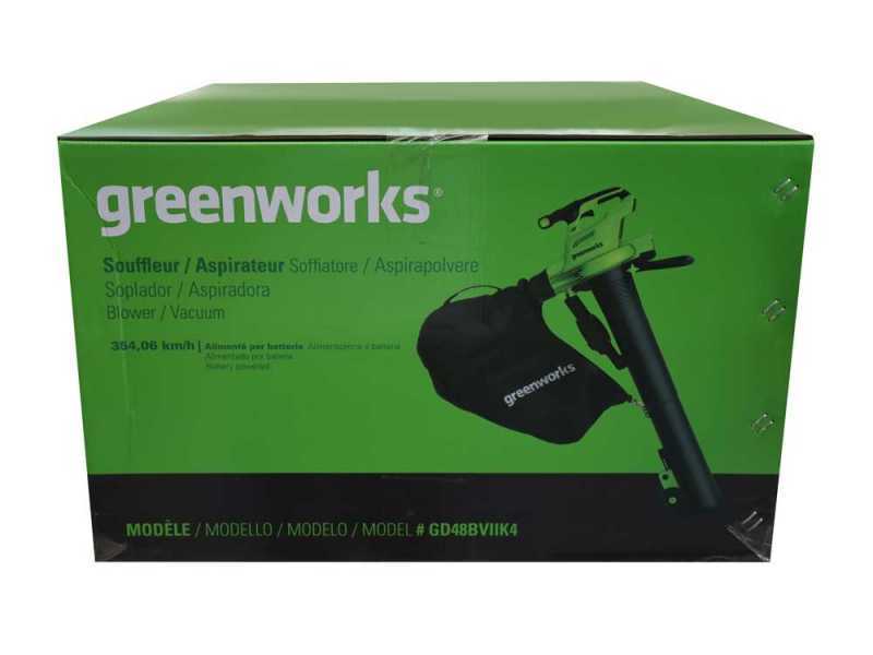 Greenworks GD48BVIIK4 - Souffleur aspirateur &agrave; batterie 48V 4Ah