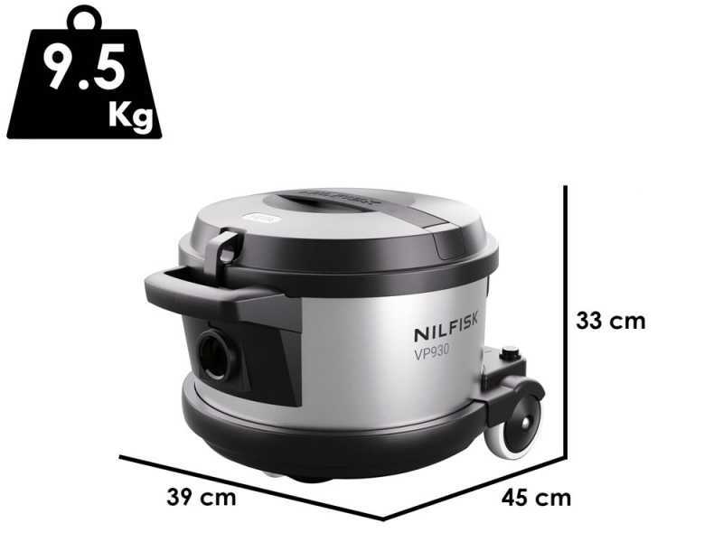 Nilfisk VP 930 Eco Pro Hepa EU - Aspirateur ULTRA silencieux - Bidon en acier de 15 L - 400W