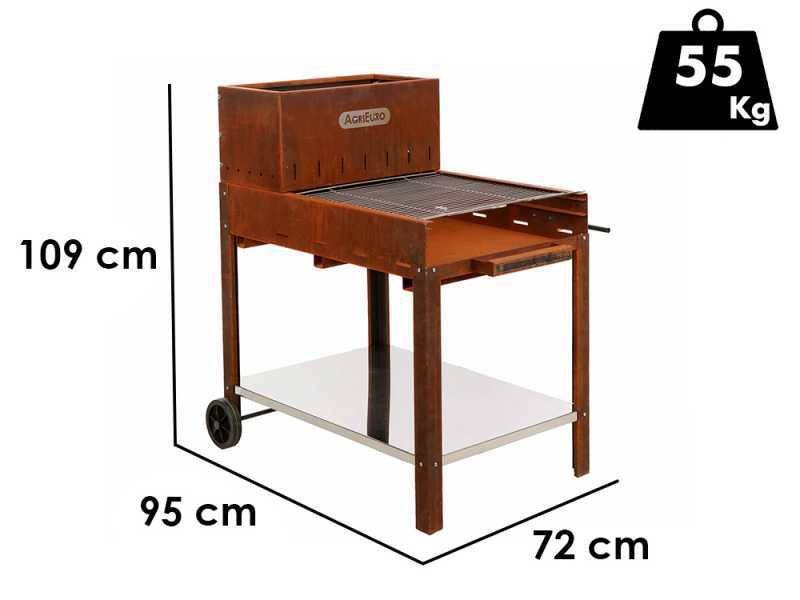 Barbecue &agrave; bois et charbon Super Flipper en corten