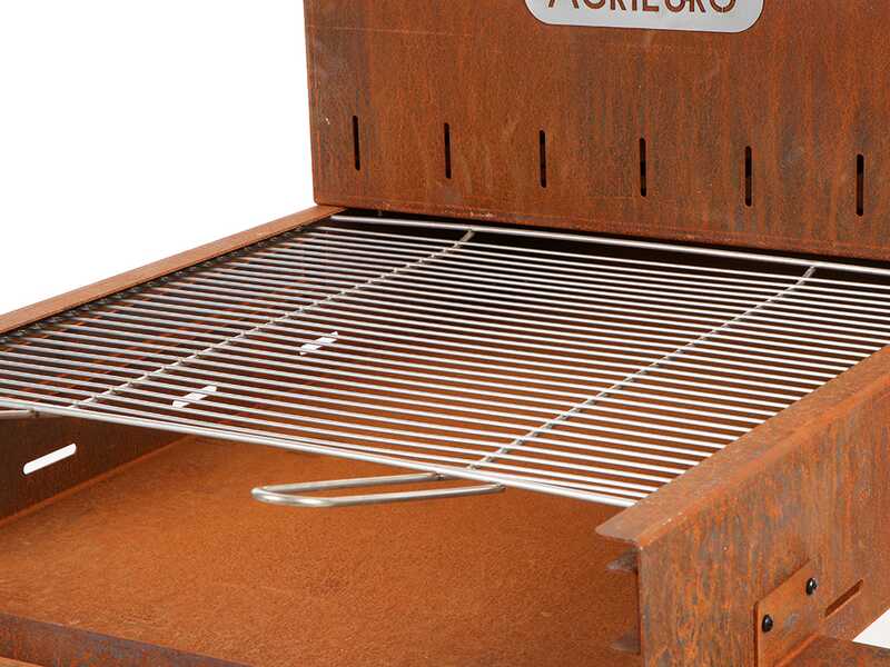 Barbecue Acier Corten Flipper - Grille Inox 304, Réglable, Avec Roues, Pour Grillades En Extérieur