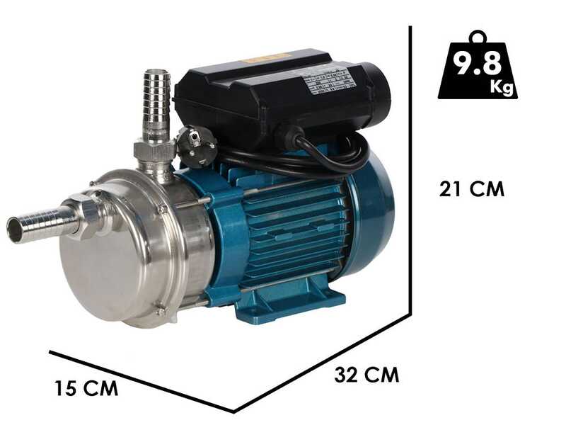 Tellarini ALM 25 MS - Pompe &eacute;lectrique de transfert en acier inoxydable - Raccord droits en acier inoxydable - Monophas&eacute; - 230 V - Choisissez vos raccords !