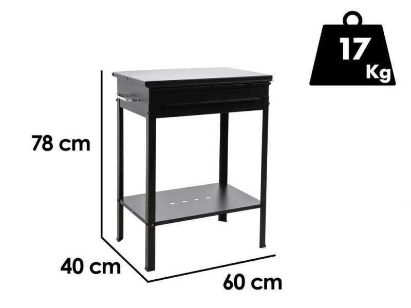 Mille Stromboli Large - Barbecue &agrave; charbon en fer artisanal - 57,5x37 cm