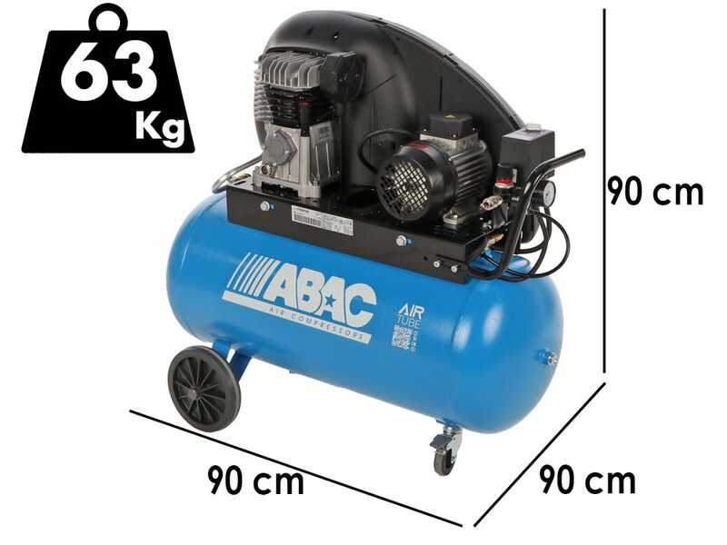 ABAC EXT A29B 90 CT3 - Compresseur d'air &eacute;lectrique triphas&eacute; &agrave; courroie - Moteur 3 CV - 90 L