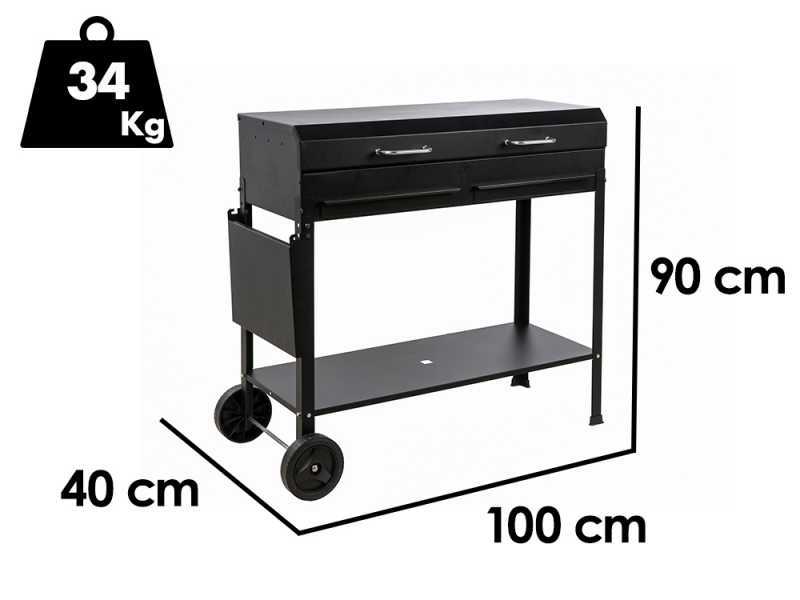 Mille Polifemo Big - Barbecue &agrave; charbon en fer artisanal - 2x 47,5x37 cm