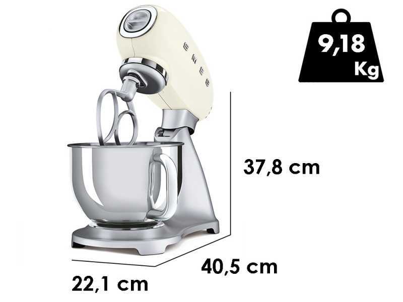 Smeg SMF02CREU Cr&egrave;me - Batteur M&eacute;langeur Plan&eacute;taire - Bol en Inox de 4,8 litres
