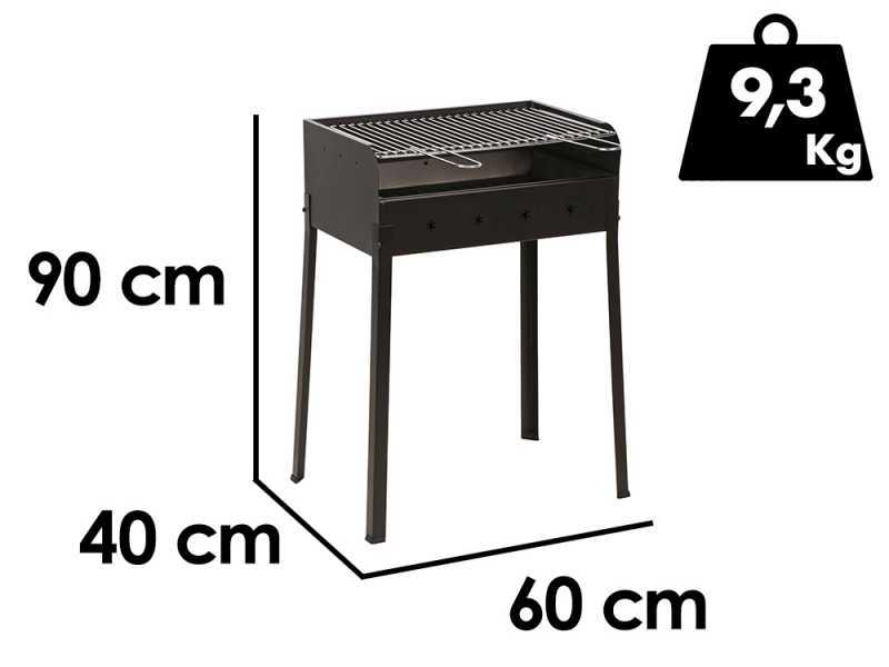 Mille Stella Eco Medium - Barbecue &agrave; charbon en fer artisanal - 57,5x37 cm