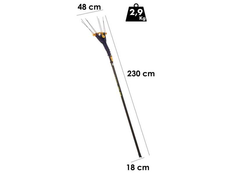 Lisam Avatar - Peigne vibreur &eacute;lectrique &agrave; batterie - Avec 8 dents en carbone - 230-330 cm - Perche t&eacute;lescopique