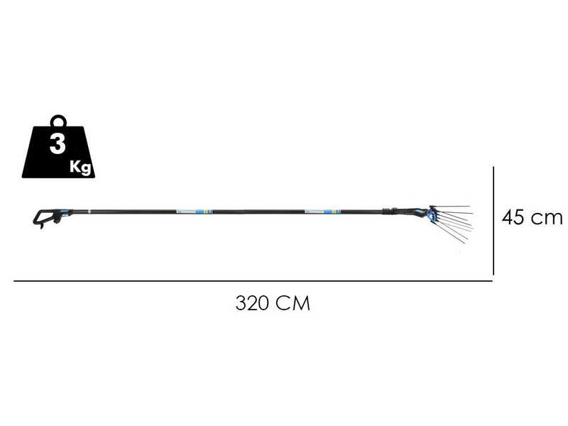 Campagnola MASTER PLUG-IN - Perche en carbone et aluminium - 250 - 320 cm - Peigne vibreur &eacute;lectrique &agrave; batterie