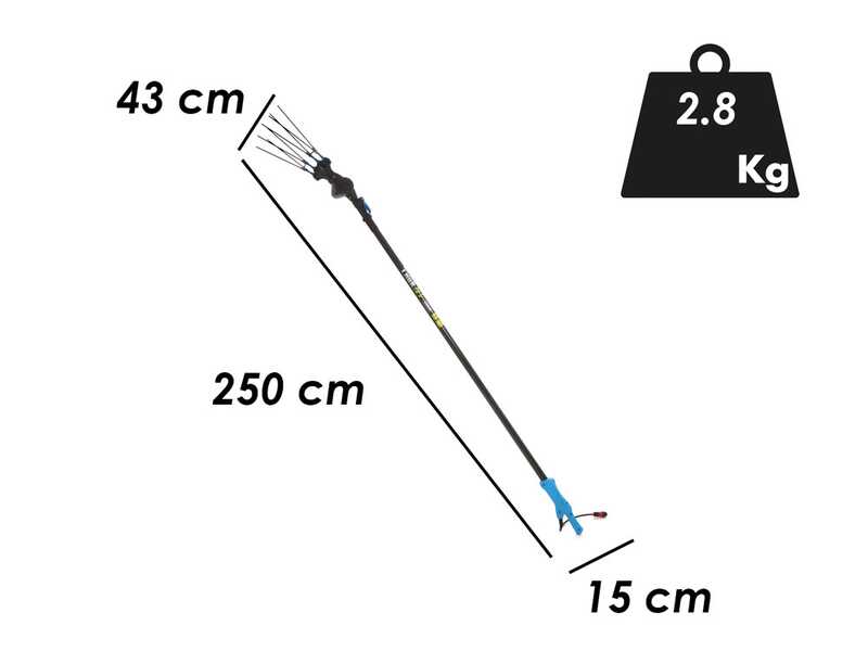 Lisam Thor Peigne vibreur &eacute;lectrique &agrave; batterie - Perche t&eacute;lescopique - 250-350 cm - Batterie 12V 56Ah