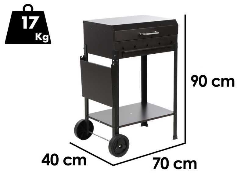 Mille Stella Large - Barbecue &agrave; charbon en fer artisanal - 67,5x37 cm