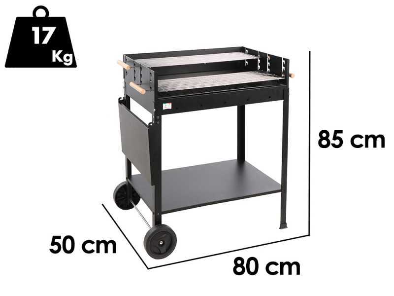 Mille Calypso - Barbecue &agrave; charbon en fer artisanal - 70,5x22 cm
