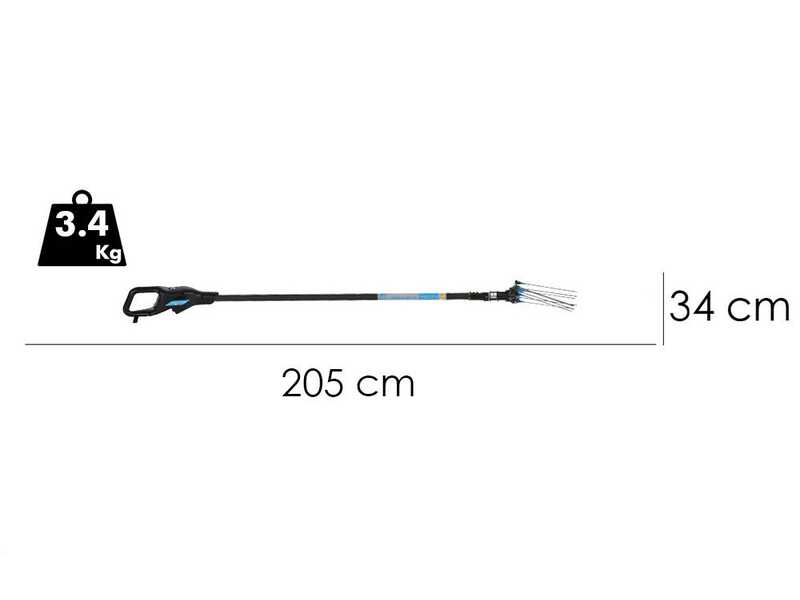 Campagnola Hercules 6 ECO Plug-in - Perche en carbone - 205 - 275 cm - Peigne vibreur &eacute;lectrique &agrave; batterie - 21.6V 5Ah
