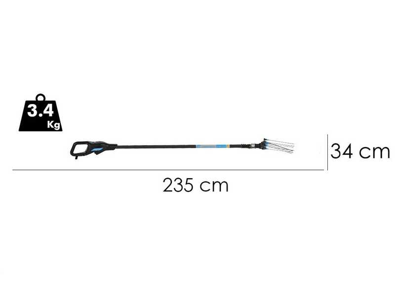 Campagnola Hercules 6 ECO Plug-in - Perche en carbone - 235 - 325 cm - Peigne vibreur &eacute;lectrique &agrave; batterie - 21V 5Ah