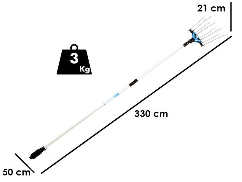 Campagnola Icarus V1 ECO Plug-in - Peigne vibreur &eacute;lectrique 245/330 cm &agrave; batterie de type automobile avec c&acirc;ble inclus - Perche T&eacute;lescopique en aluminium