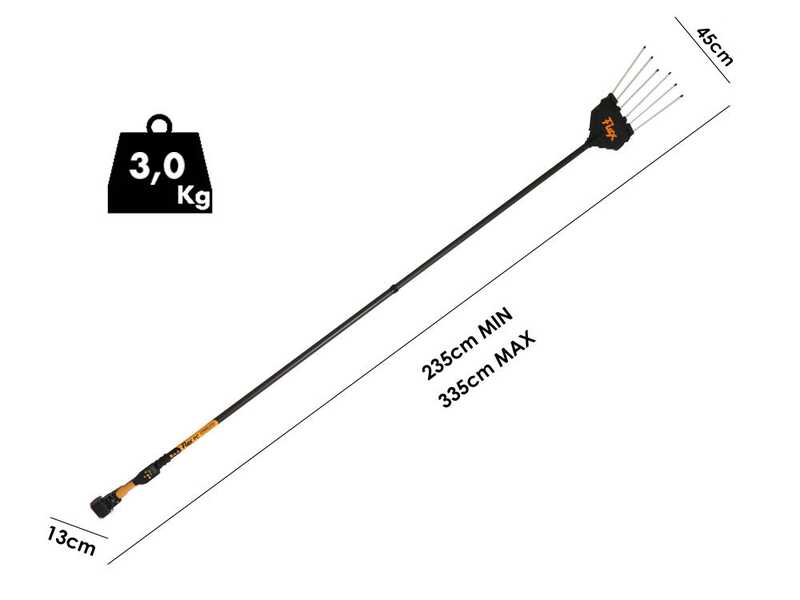 Oliviero Flex PCT Premium Cordless - Peigne vibreur &agrave; batterie au lithium - Tige en carbone fixe 235-335 cm - 2x 21,6 V 4,5 Ah