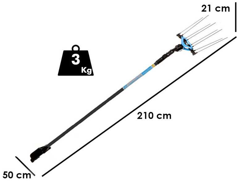 Campagnola Icarus V1 ECO Plug-in - Peigne vibreur &eacute;lectrique 210/280 cm &agrave; batterie 21.6V 5Ah - Perche t&eacute;lescopique en carbone