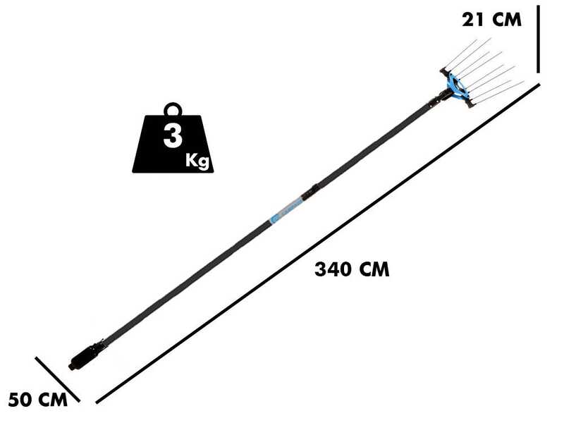Campagnola Icarus V1 ECO Plug-in - Perche en carbone de 150-220 cm - Peigne vibreur &eacute;lectrique &agrave; batterie - 21.6V 5Ah