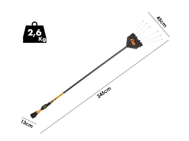 Oliviero Flex PCF Premium Cordless - Peigne vibreur avec batterie au lithium - Perche en carbone fixe 245cm - 2x 21.6V 4.5Ah