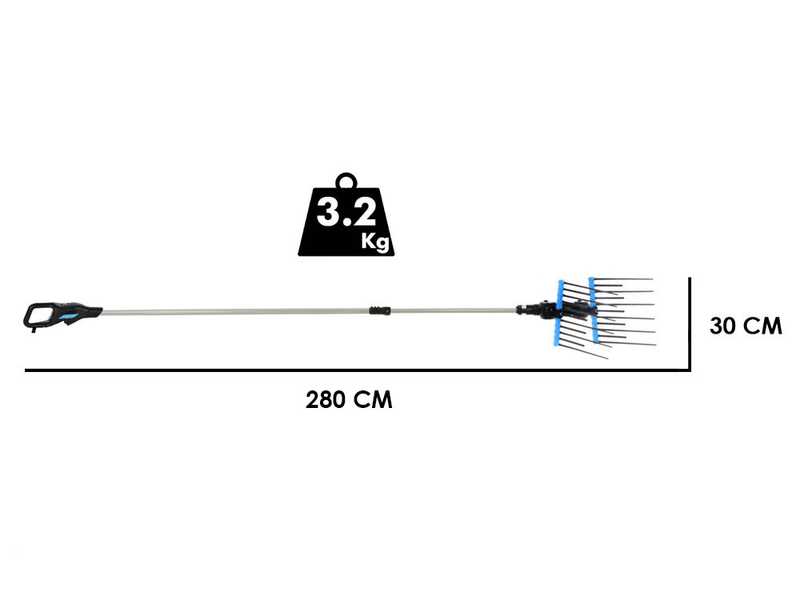 Campagnola Alice STAR ECO Plug-in - Peigne vibreur &eacute;lectrique &agrave; batterie 21.6 V 5 Ah - Perche t&eacute;lescopique en aluminium de 210 &agrave; 280 cm