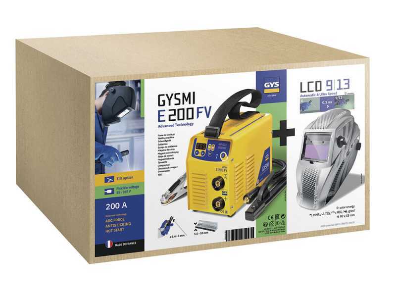 GYS Gysmi E200 FV - Poste &agrave; souder Inverter (MMA, TIG Lift)+ Masque, &agrave; courant continu (DC)