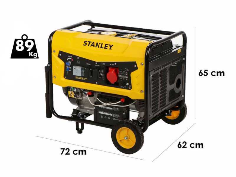Stanley SG 6500B - G&eacute;n&eacute;rateur de courant &agrave; essence - AVR - 6,5 kW - Continu 6 kW Triphas&eacute;